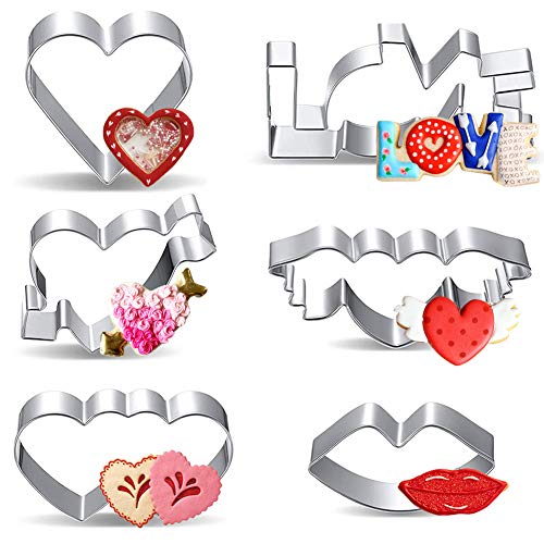 Heart Cookie Cutters, 6 Pieces Valentine's Day Cookie Cutter Set Heart