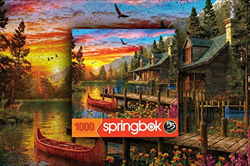 Springbok's 1000 Piece Jigsaw Puzzle Cabin Evening Sunset - Made in USA