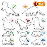 Dinosaur Cookie Cutters Set - 11 PCS Stainless Steel Shaped Cookie Candy Food Cutters Molds for DIY, Kitchen, Baking, Kids Dinosaur Theme Birthday Party Supplies Favors