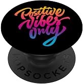 Positive Vibes Only Colorful Retro Typography PopSockets Adhesive PopGrip