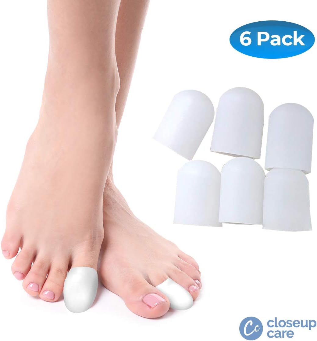 Closeup Care's Premium 6 Pack Toe Caps, Closed Toe Sleeves Protectors, Prevents Corn, Callus, Blister Development Between Toes, Soften and Soothes The Skin (6 pcs): Health & Personal Care