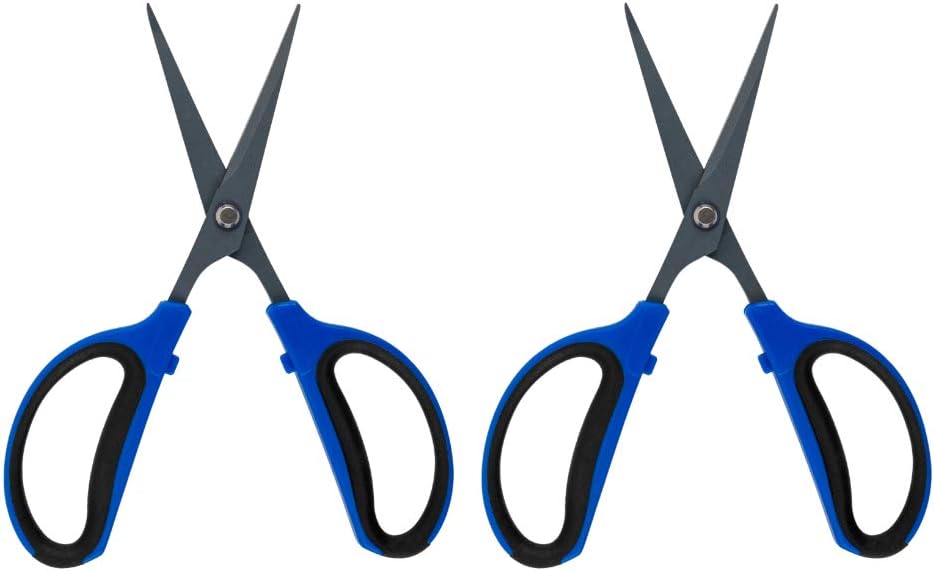 Happy Hydro - Trimming Scissors - Straight Tip - 60mm Teflon Blades - Ergonomic Comfort Grip Handles - 2 Pack