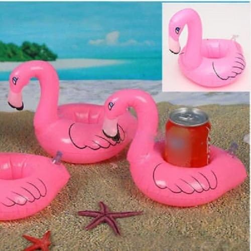 6PCS Flamingo Floating Inflatable Drink Can Holder Swimming Pool Bath Toy zeng