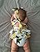 Fubin Baby Girl's Floral Print Ruffles Romper Summer Clothes With Headband,Yellow Lemon,13-24 months