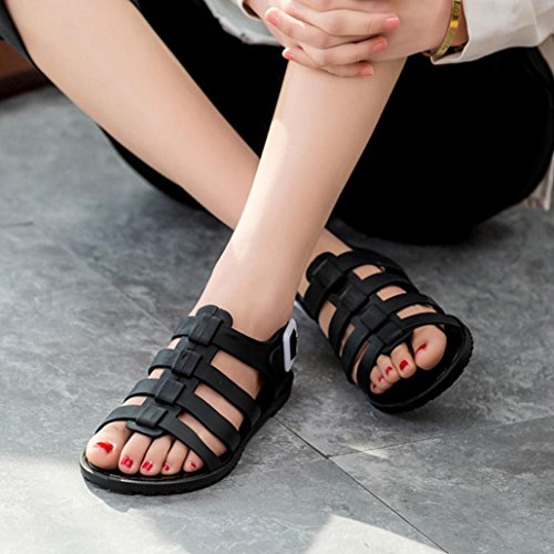 Sunfei Women Summer Beach Holiday Crystal Shoes Plastic Shoes Jelly Sandals (39, Black) - Thumbnail 3