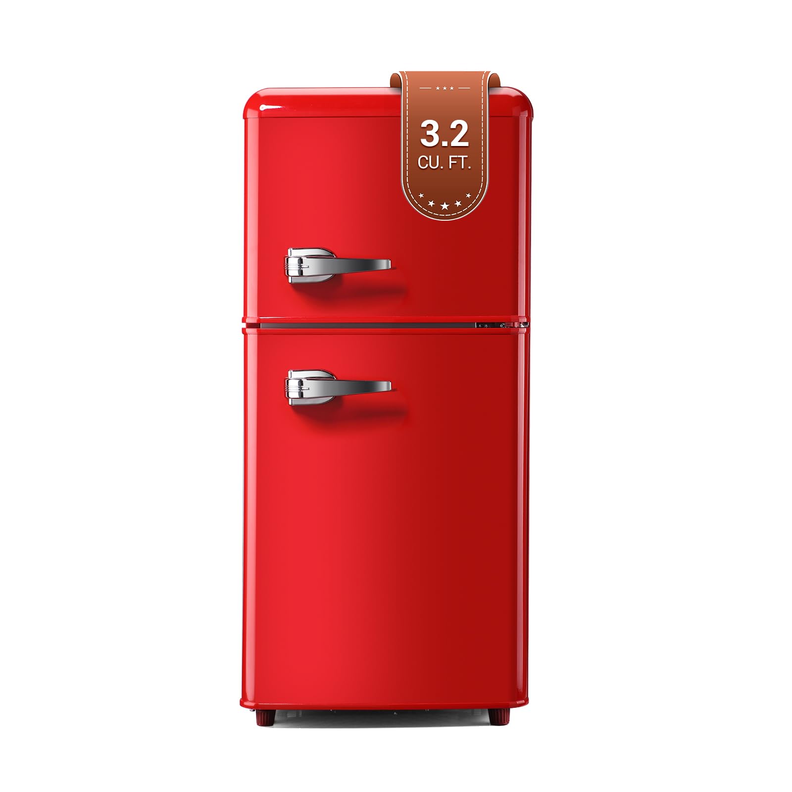 Photo 1 of **PARTS ONLY***Zyerch Retro Mini Fridge, 3.2 Cu. Ft. Small Refrigerator with Freezer Retro Style with 7-Level Adjustable Thermostat, Compact Vintage 2-Door Fridge for Apartments, Dorm, Office, Red