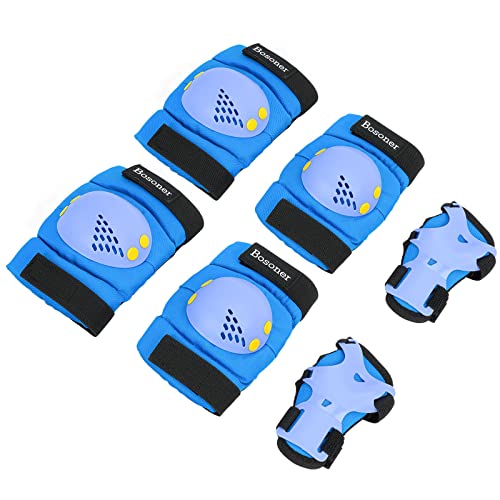 BOSONER Knieschoner Kinder Schoner Inliner Protektoren 6er Set Schützer Inliner Inline Skates Knie Und Ellenbogenschützer Schutzausrüstung Knieschütze