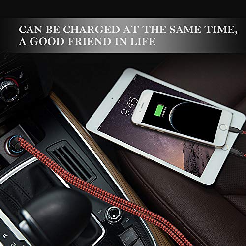 iPhone Car Charger Cables,15.5W 3.1A Rapid Dual Port USB Emergency Escape Hammer Car Charger Adapter+3FT iPhone Cable Compatible iPhone 5S/5,6/6S/6 Plus/6S Plus,8/7/7 Plus (BlackRed)