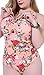 QZUnique Women's One Piece Bathing Suit Tummy Control Swimwear Halter Ruched Swimsuit Plus Size Vintage Push Up Monokini 01 Pink/XX-Large