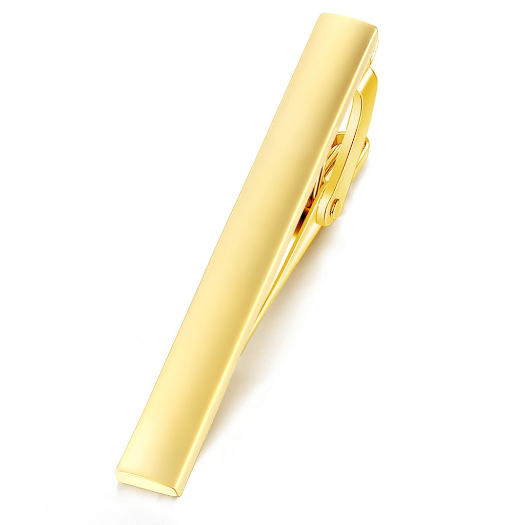 HONEY BEAR 1.97"/2.12"/2.36" Mens Tie clip Bar for Normal Size Tie Business Wedding Gift,5/5.4/6cm (Matte Gold 5.4cm)