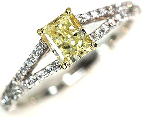 Amazon イエロー ダイヤモンド リング 指輪 0 カラット プラチナ 18金 Pt900 K18 照りと透明度抜群 大粒角ダイヤ 黄 イエロー アウトレット 新品 届10 ラックジュエル Luckjewel リング 通販