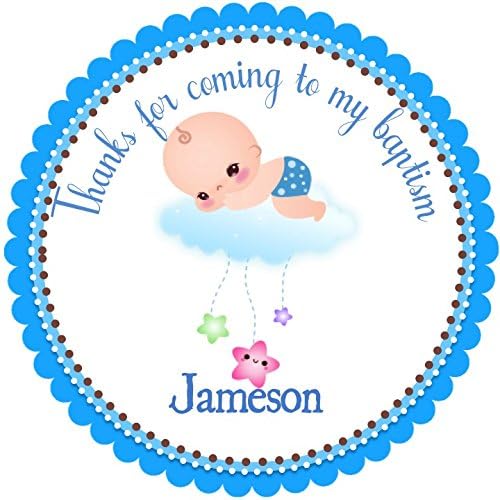 40 Round Labels 2" Mi Bautizo Personalized Stickers, Baptism Christening Custom Hang Tags, Little Angel Labels, Party Favors-Choice Of Size
