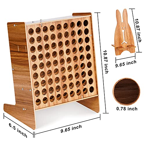 Marbrasse Wooden Marker Holder, Multiholes Art Supply Organizer, DIY