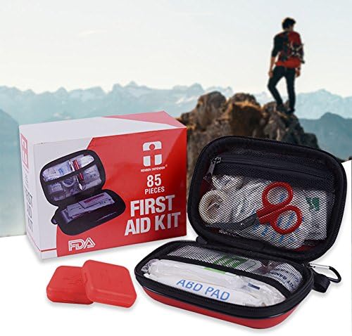 RENBEN DEFENDER First Aid Kit FDA Certifications for Home, Camping, Car - 85 Pieces (Plus 2 Pill Cases)
