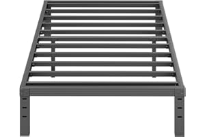 Furnitui 12 Inch High Platform Twin Bed Frame, Metal Bed Frame Twin No Box Spring Needed, Easy Assembly, Noise Free, Sturdy, Black