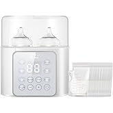 Double Bottle Warmer, LSZY Baby Bottle & Food Heater -Fast Milk Warmer for Breastmilk/Formula w/20 Bags, 45/75/100°C, 24H Keep Warm, Sanitize, Thaw Egg Cooker