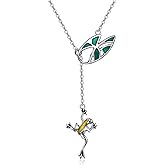 YAFEINI Sterling Silver Frog Pendant Lotus Adjustable Lariat Y Necklace