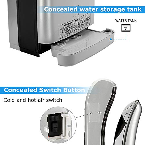 PLUSSEN Premium Commercial Automatic High Speed Hand Dryers for Bathrooms with Two Hot Air Outlet, Fast Drying in 10 Seconds, ABS Compact Electric Hand Dryer Blower (1688 Silver)