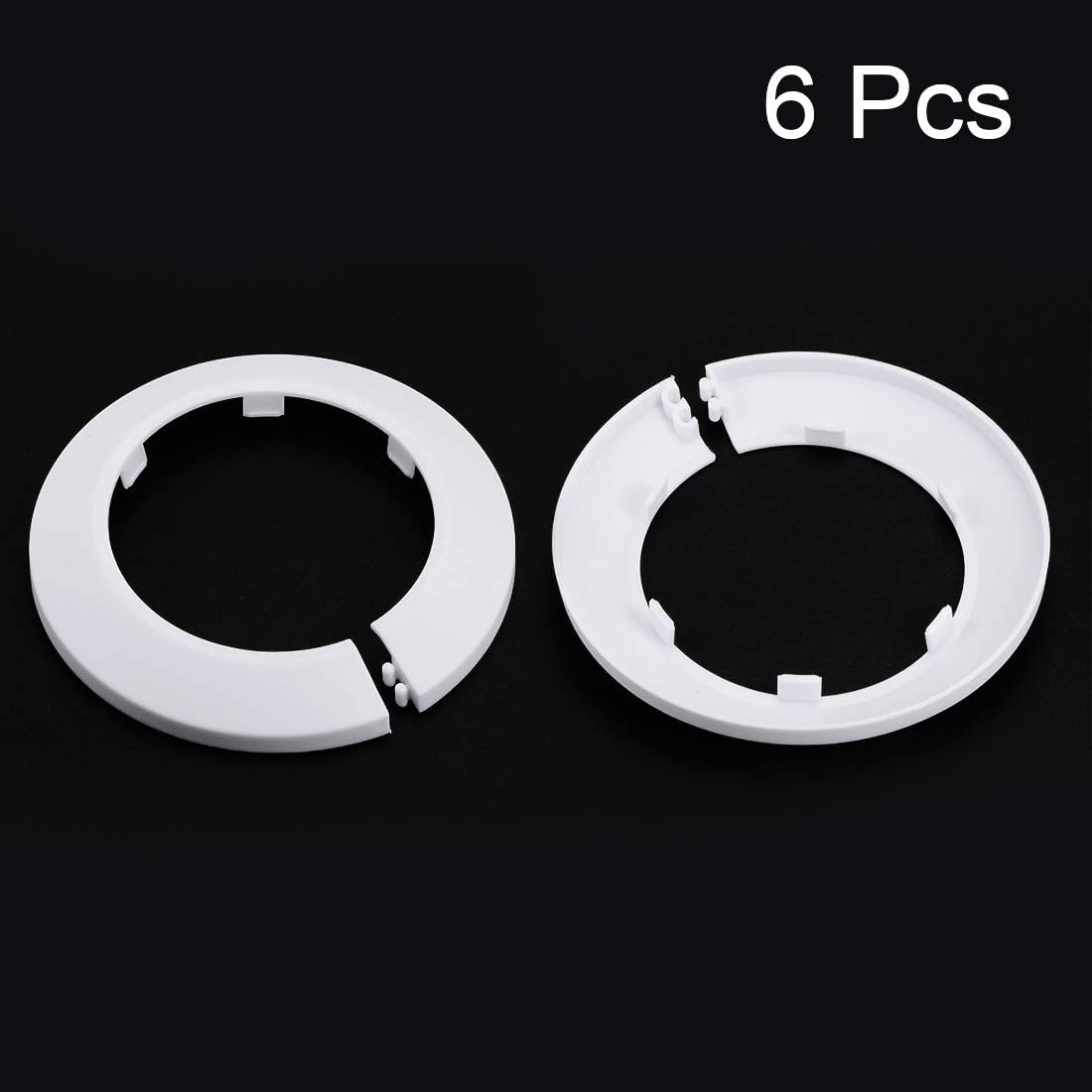 sourcing map 75mm Pipe Cover Decoration PP Plastic Water Pipe Escutcheon White 6pcs, 76.5 mm - Image 3