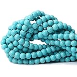 Qiwan 45PCS 8mm Turquoise Gemstone Loose Round Beads Crystal Energy Stone Healing Power for Jewelry Making 1 Strand 15"