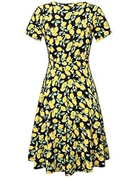 SUNGLORY Vestido cruzado informal de manga corta con cuello en V y manga larga con bolsillos y bolsillos