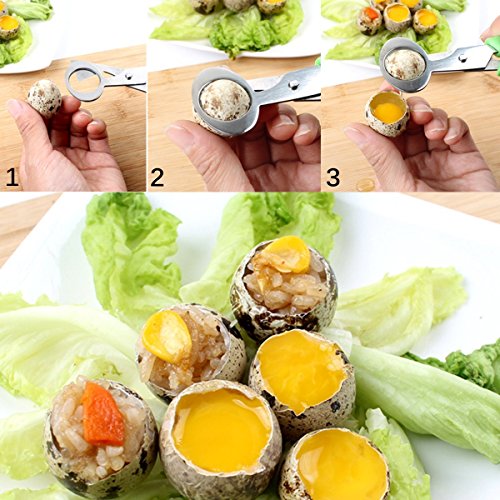 PROKITCHEN Egg Cup Holder Set with Egg Spoons and Quail Eggshell Cracker Cutter Topper for Removing Top of Soft Boiled Eggs