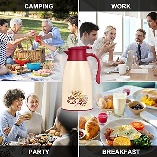 AceChef 40.5 Oz Glass Lined Thermal Carafe, Insulated Coffee Carafe