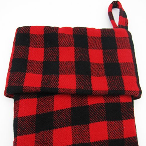 EDLDECCO Red and Black Buffalo Check Stocking Double Layers a Fine Decorative Handiwork for Holiday Party 20.5 inch Pack of 2 with a Gnome Ornament - Thumbnail 4