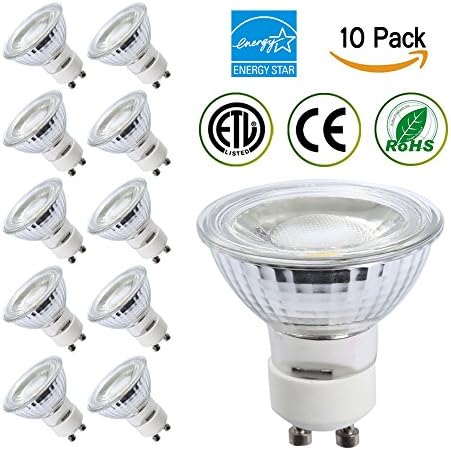 Energy-SL Waterproof Glass Cover GU10 LED 5W(50W Halogen Bulbs Equivalent Replacement) Recessed Downlight Dimmable LED Light Bulbs 120V 2700K Warm White CRI 80+ 450 Lumen LED Spotlight Pack of 10