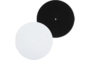 MBAIYO Record Player Mat, 2pcs Turntable Slipmat, 12Inch Felt Protective Platter Mat,Anti-Slip Static Pad for Home Vinyl Record Players(Black and White)