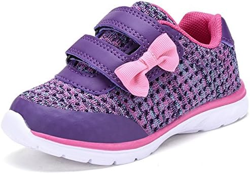 Geers Girls Toddler 1347 Bow Tie Velcro Strap Casual Fashion Sneaker - (9 M US Toddler, Purple)