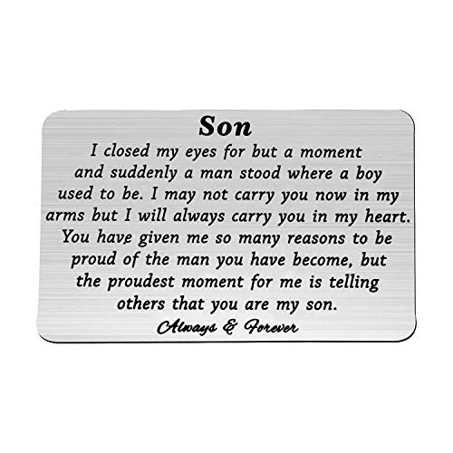 Pliti To My Son Wallet Card Proud Of You Gifts I Closed My Eyes For A Moment Engraved Wallet Card For Son For Men Closed Eye Son Pricepulse
