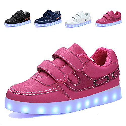 EQUICK Light Up Shoes Kids USB Charging Flashing LED Sneakers 11 Colors Modes Boys Girls,CLD02,06,33