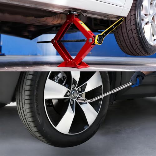 HYCHIKA Car Jack 3 Ton, Portable Car Jack with Lug Key Combination, Lifting Range 120 mm to 445 mm for SUV MPV and Auto