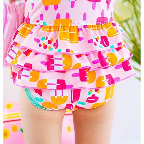 Toddler Baby Girls One Piece Ice Cream Pink Cute Swimsuit (1-8Years)