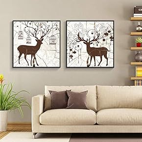 Floating Framed Canvas Wall Art for Living Room, Bedroom Wooden Background Animal Canvas Prints for Home Decoration Ready to Hang - 16"x16"x2 Panels