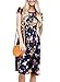 NICIAS Women Floral Short Sleeve Tunic Vintage Midi Casual Dress with Pockets Navy S