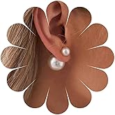 TseanYi Double Sided Pearl Earrings Pearl Ear Jacket Front Back Earrings Pearls Studs Statement Jewelry Bridal Wedding Pearls Two Way Ear Jewelry