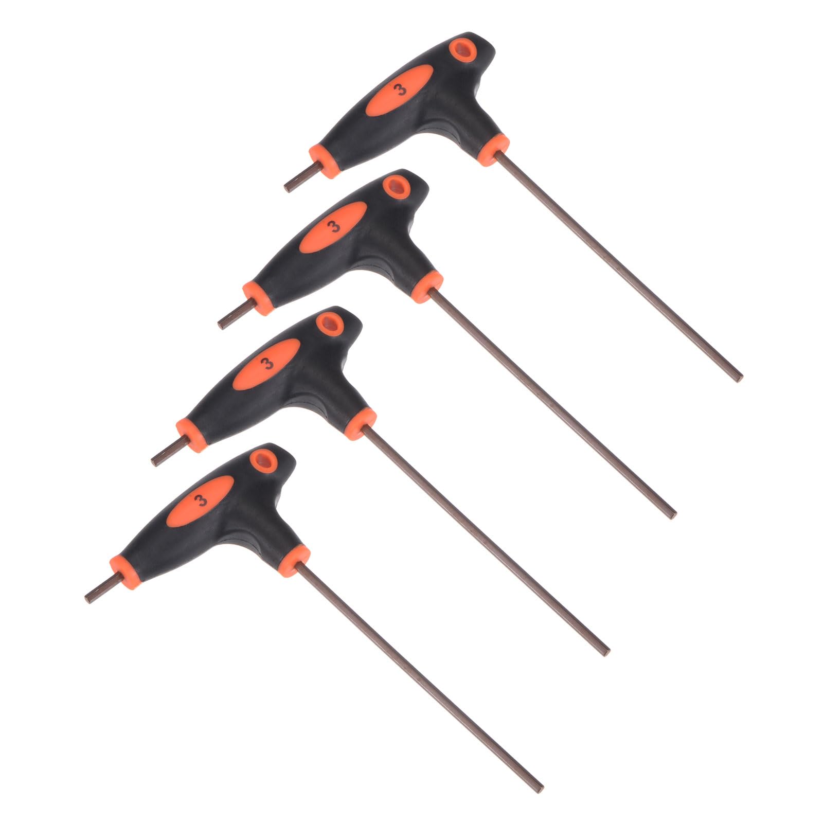CoCud T-Handle Hex Key, 3mm Hex, S2 Steel Metric T-Key Wrench Red - (Applications: for Basic Home Repair and Mechanical Maintenance), 4-Pieces