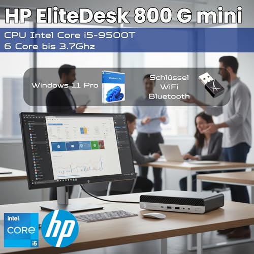 HP EliteDesk 800 G Intel i5 Business Office Multimedia Computer with 24 Months Warranty! USB 3.0 | WLAN | Windows 11 Prof. 64 Bit with USB Stick (800 G5 | 8 GB RAM | 256 GB SSD | W11 Pro)