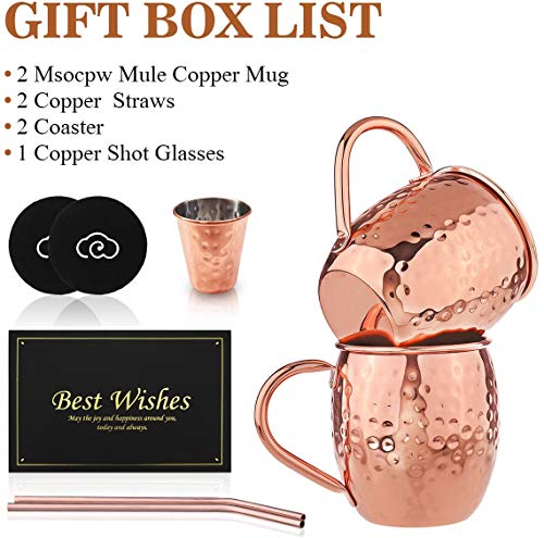 BABAN Moscow Mule Kupferbecher: Umfasst 2 x Becher 500ML, 2 x Untersetzer, 2 x Strohhalme, 1 x Shotglas 60ML in… – Bild 8