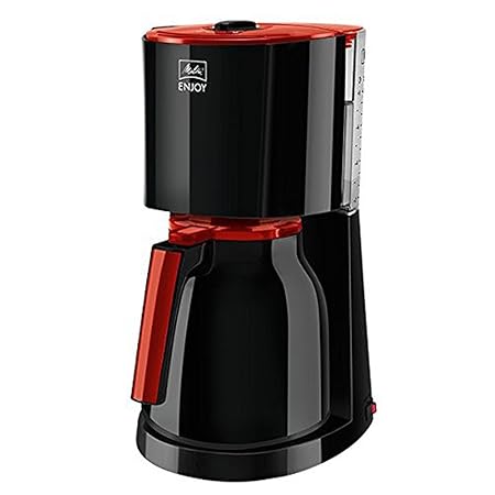 Melitta Enjoy Therm 1017-10, Filterkaffeemaschine mit Thermkanne, AromaSelector, Rot/Schwarz