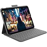 Logitech - Slim Folio Keyboard Case for Apple iPad - Latest Model - (10th Gen) - Oxford Gray (Renewed)