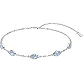 BHUBREA Natural Moonstone Tennis Bracelet for Women 925 Sterling Silver Blue Moonstone Bead Chain with June Birthstone Jewelry for Wife Mom