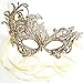 Samantha Peach Masquerade Mask - Luxury Lace Renaissance Women's Masquerade Ball Mask (Gold)