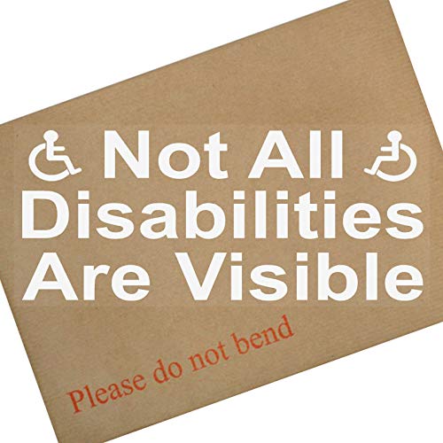 1 x D16 Not All Disabilities are Visible Internal Window Sticker WHITE on Clear Car Van Truck Vehicle Disability Disabled Mobility 200x87mm Self Adhesive Vinyl Sign Handicapped Logo