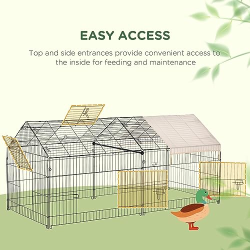 PawHut Catio Metal Chicken Coop, 86.5" x 40.5" Portable Small Animal