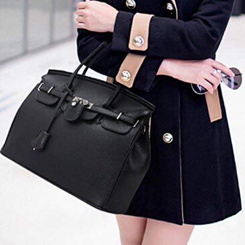Hot sale!Todaies Simple Larger Capacity Leather Women Shoulder bag Handbag Black (37cm(L)29(H)16cm(W), Black)