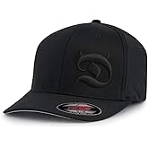Horned D Flex Fit 6-Panel Men's Cap – Pull-On Baseball Hat with Curved Bill, Cotton/Poly/Spandex Blend – Black