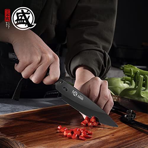 MITSUMOTO SAKARI 4.7 inch Japanese Kitchen Scissorss, Black Titanium